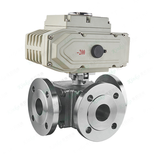 Electric three-way flange ball valve